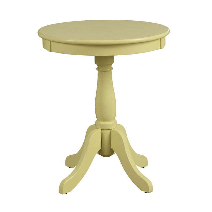 Cottage White Wood Pedestal Side Or End Table Image 1