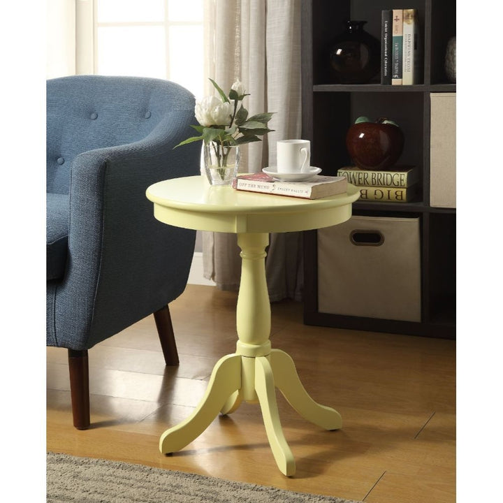 Cottage White Wood Pedestal Side Or End Table Image 3