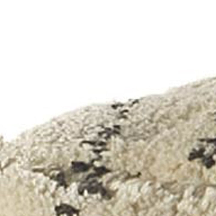 Beige Cotton Square Pouf With Argyle Pattern Image 9