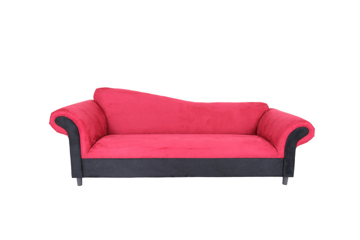 98" Red Velvet Settee With Black Legs Image 1