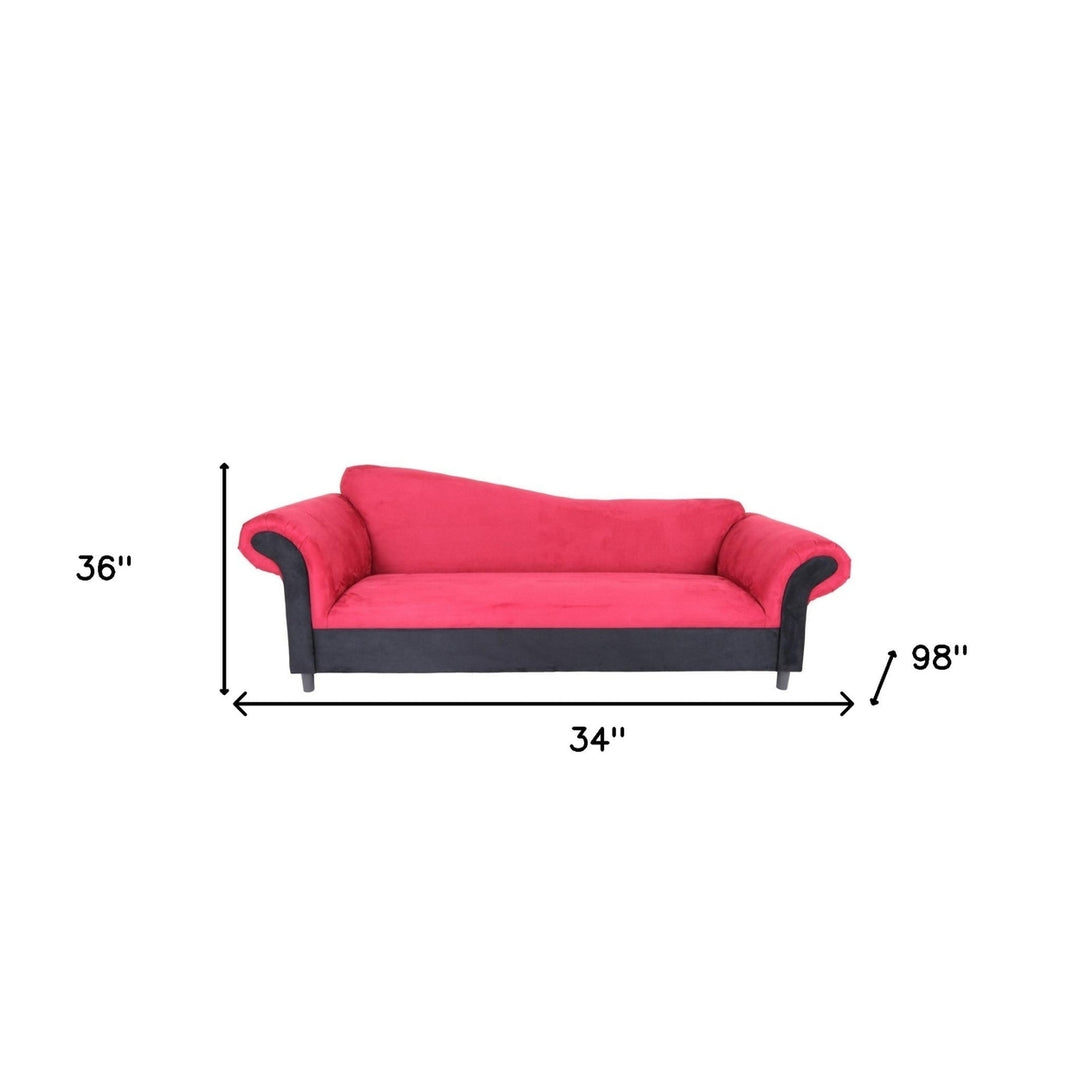 98" Red Velvet Settee With Black Legs Image 3