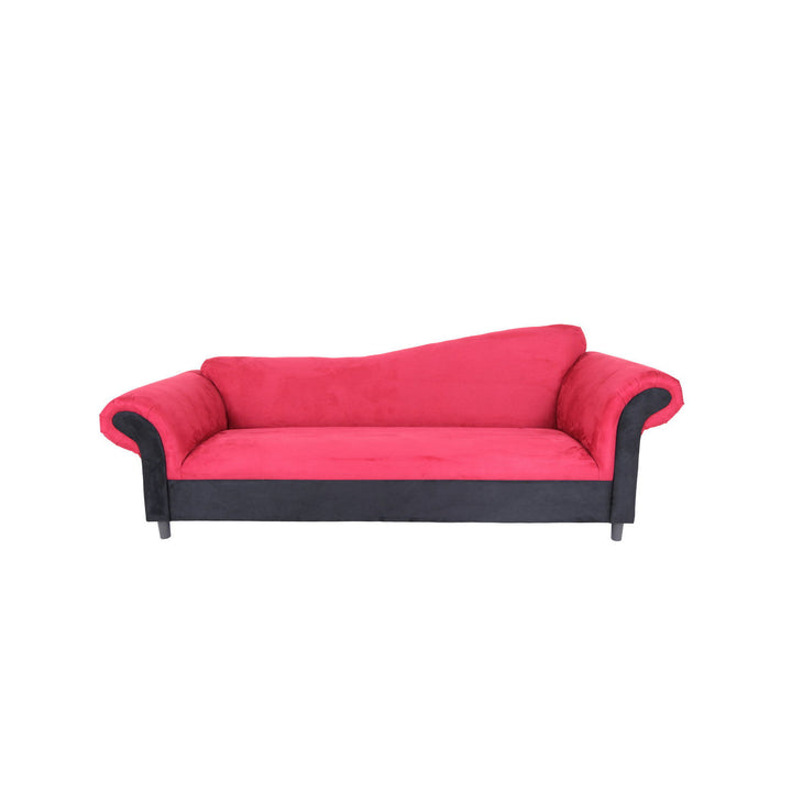 98" Red Velvet Settee With Black Legs Image 4