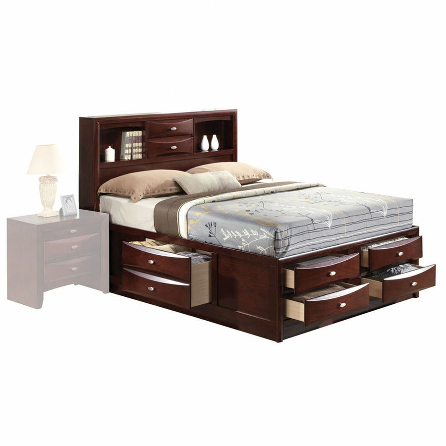 Espresso Finish Wood Multi-Drawer Platform King Bed With Pull Out Tray Image 1