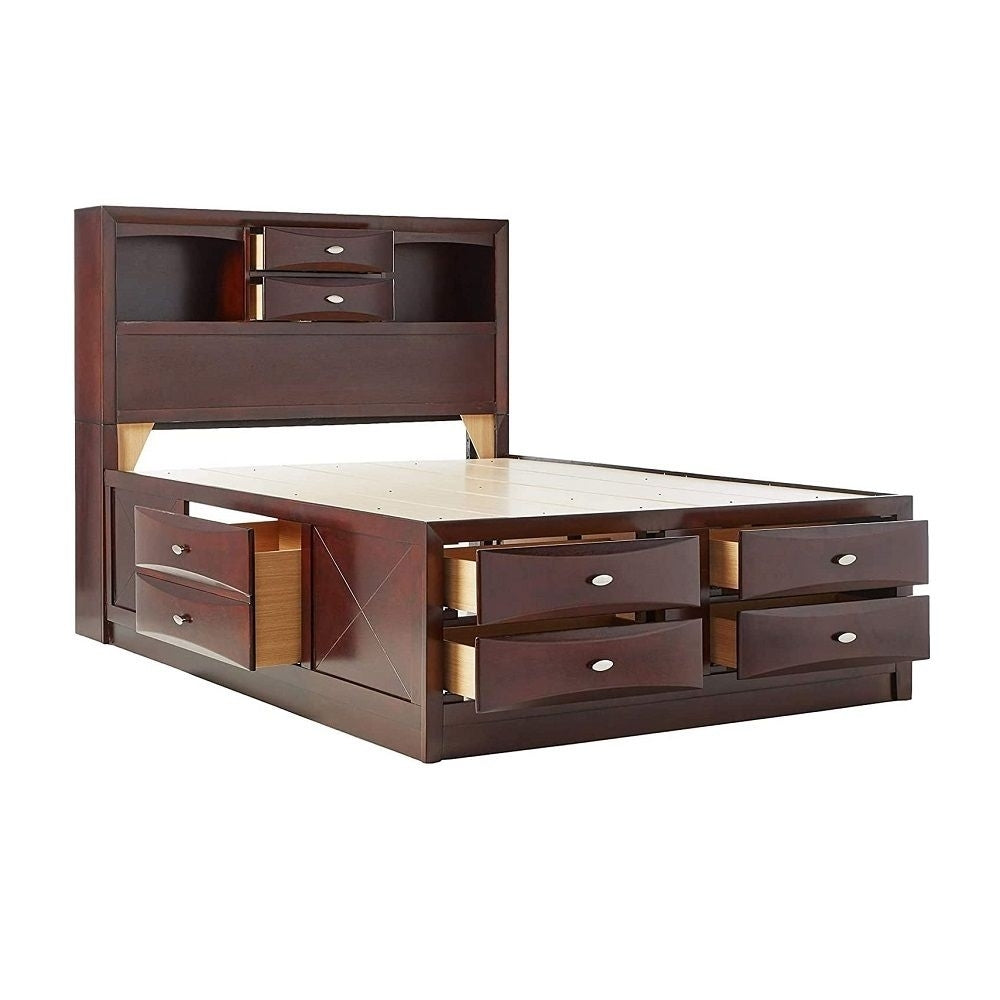 Espresso Finish Wood Multi-Drawer Platform King Bed With Pull Out Tray Image 2