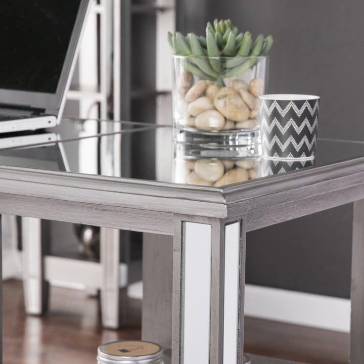 Matte Silver Mirrored Desk Image 2