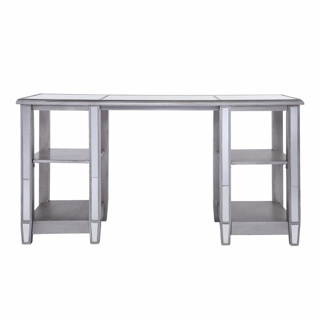 Matte Silver Mirrored Desk Image 3