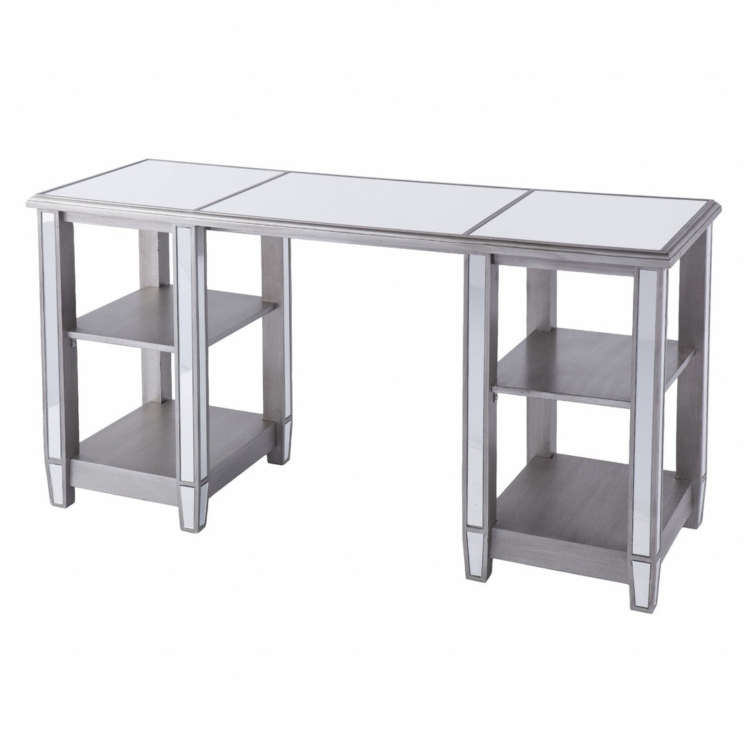 Matte Silver Mirrored Desk Image 8