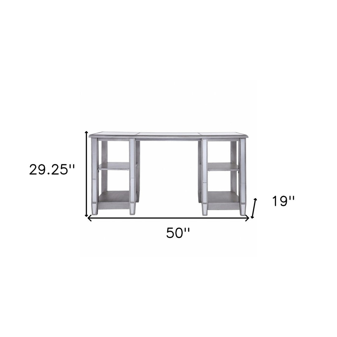 Matte Silver Mirrored Desk Image 10