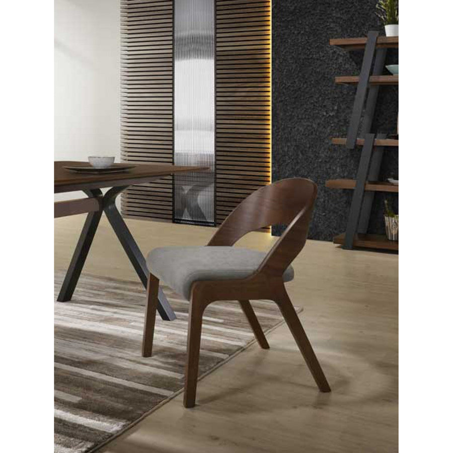 Set of Two Gray Walnut Fabric Modern Dining Chairs Image 1