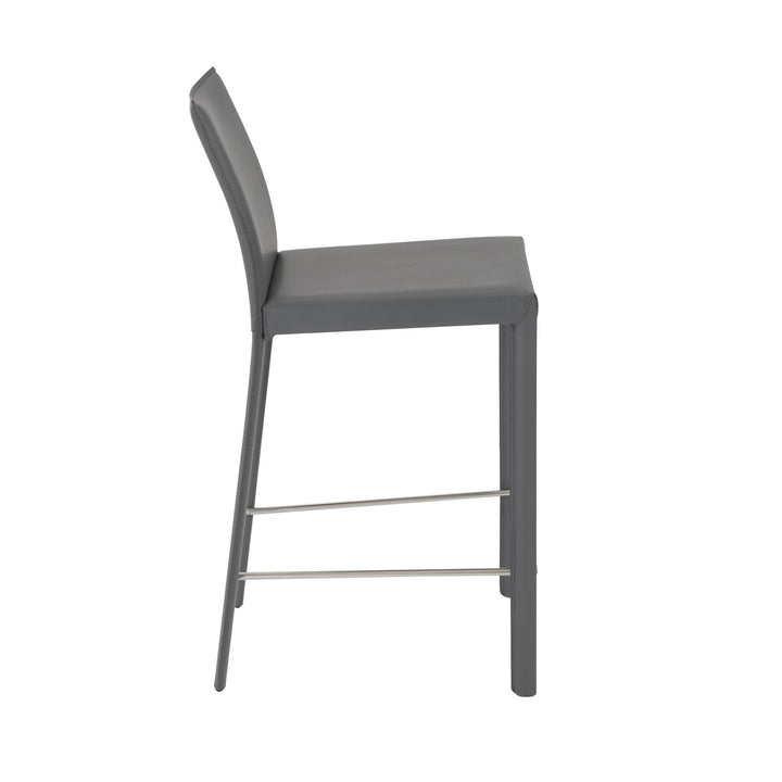 Set of Two 26" Gray Steel Low Back Counter Height Bar Chairs Image 3