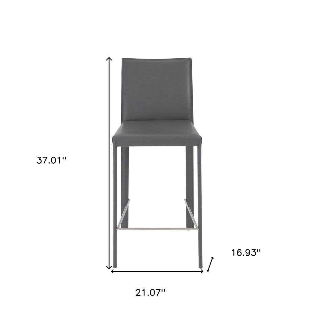 Set of Two 26" Gray Steel Low Back Counter Height Bar Chairs Image 6