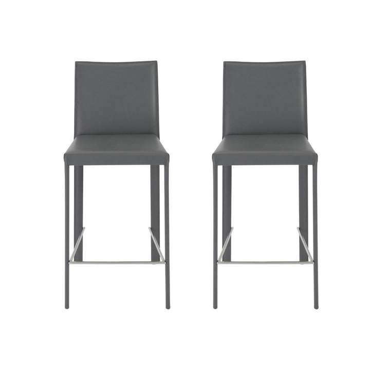 Set of Two 26" Gray Steel Low Back Counter Height Bar Chairs Image 10