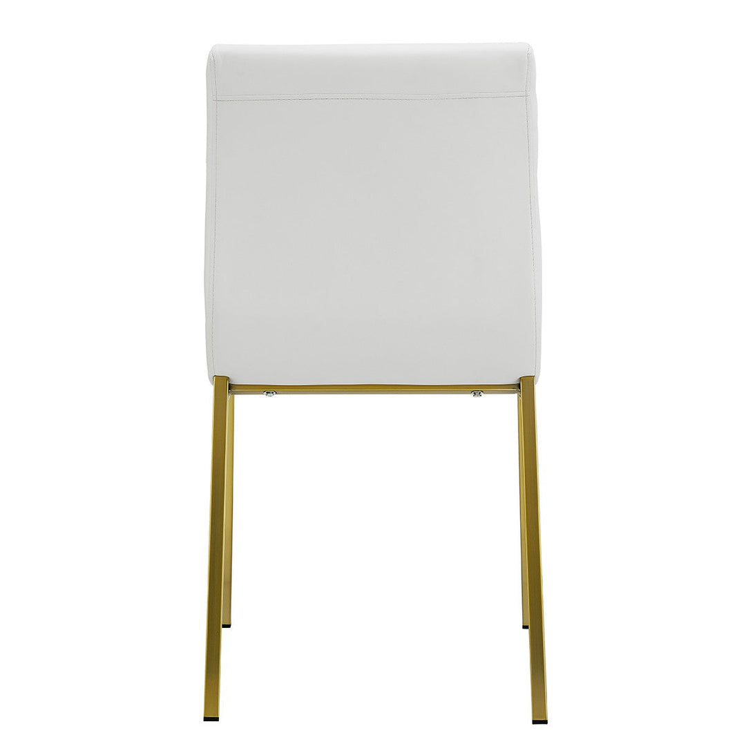 Set of Two Minimalist White Faux Faux Leather and Gold Chairs Image 5