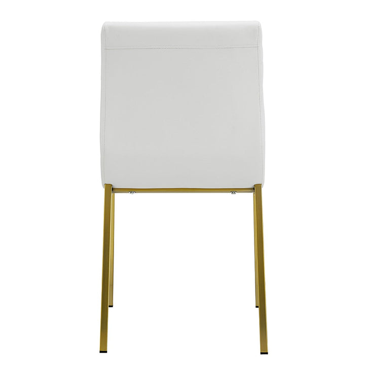 Set of Two Minimalist White Faux Faux Leather and Gold Chairs Image 5