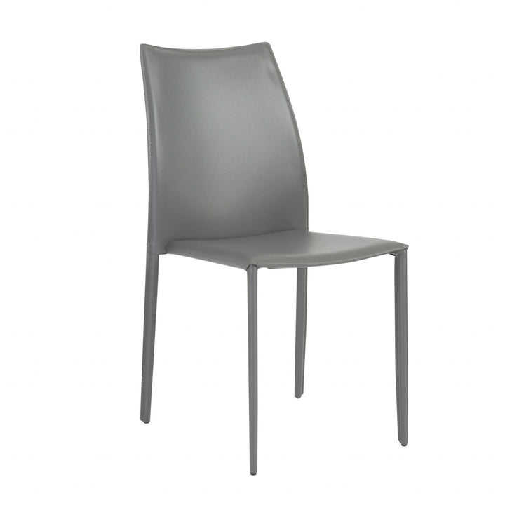 Set of Two Premium All Light Gray Stacking Dining Chairs Image 2