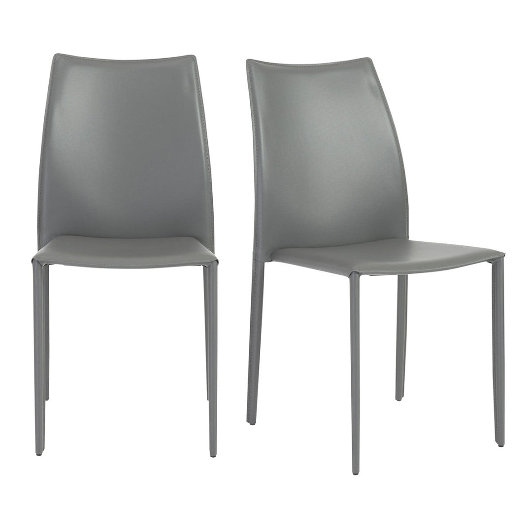 Set of Two Premium All Light Gray Stacking Dining Chairs Image 6