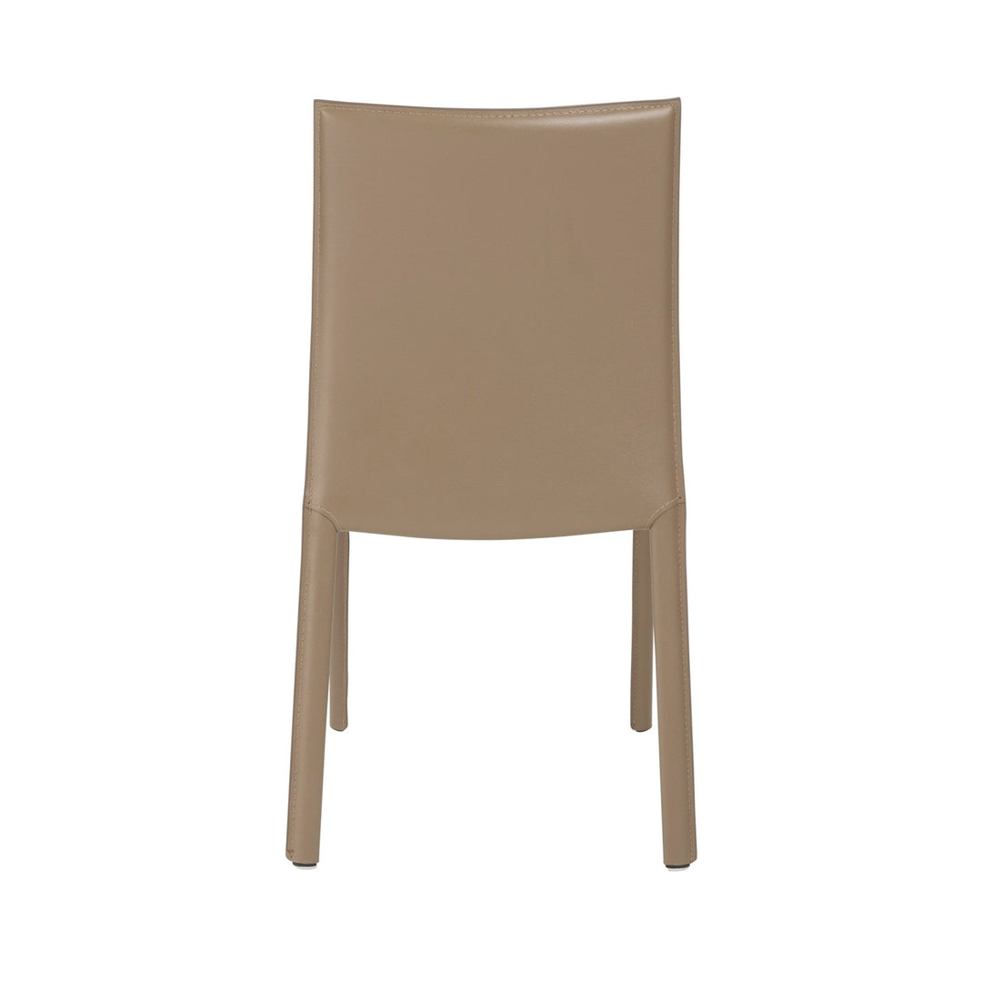 Set of Two Taupe Upholstered Leather Dining Side Chairs Image 5