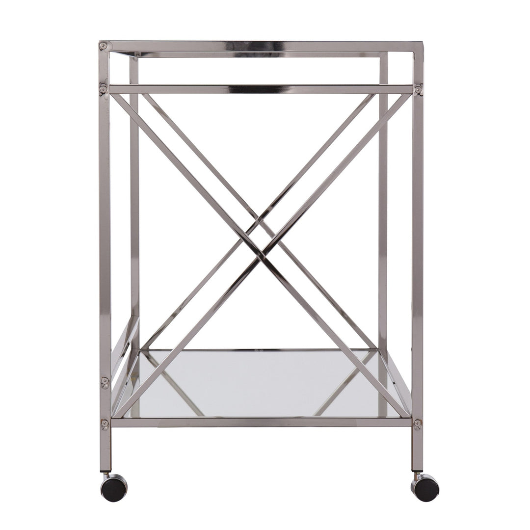 Silver Metal And Mirrored Glass Bar Cart Image 5