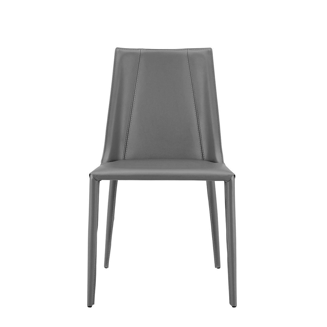 Sleek All Dark Gray Faux Leather Dining or Side Chair Image 1