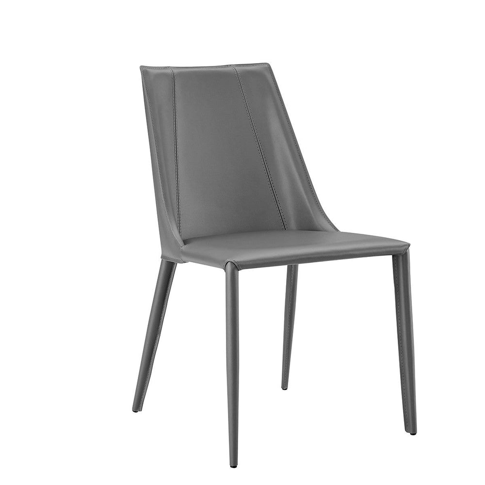 Sleek All Dark Gray Faux Leather Dining or Side Chair Image 2