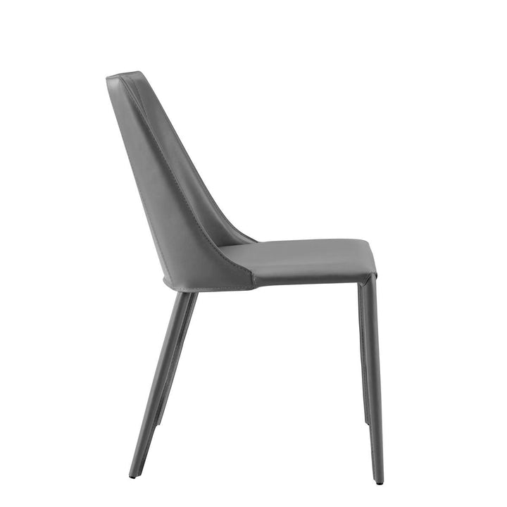 Sleek All Dark Gray Faux Leather Dining or Side Chair Image 3