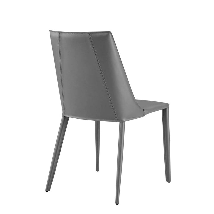 Sleek All Dark Gray Faux Leather Dining or Side Chair Image 4