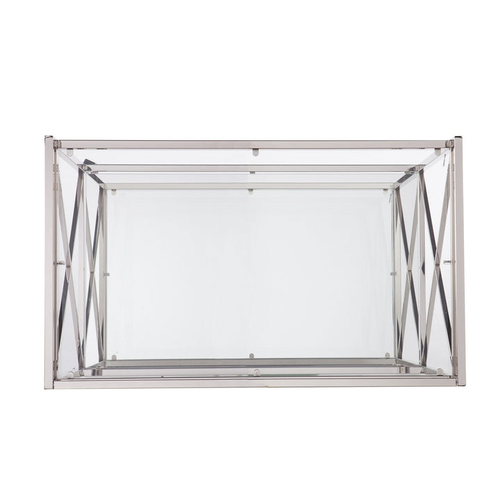 Silver Metal And Mirrored Glass Bar Cart Image 8