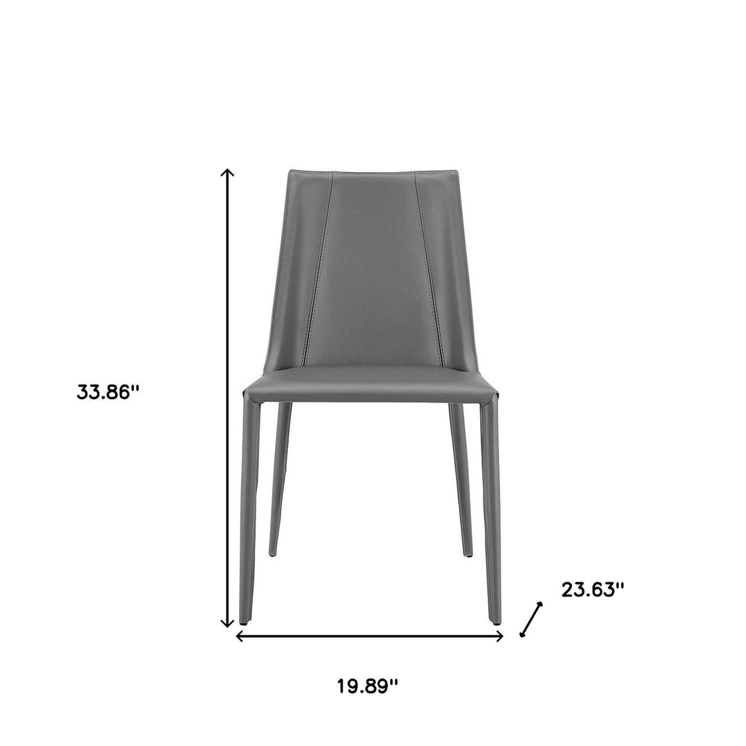 Sleek All Dark Gray Faux Leather Dining or Side Chair Image 7