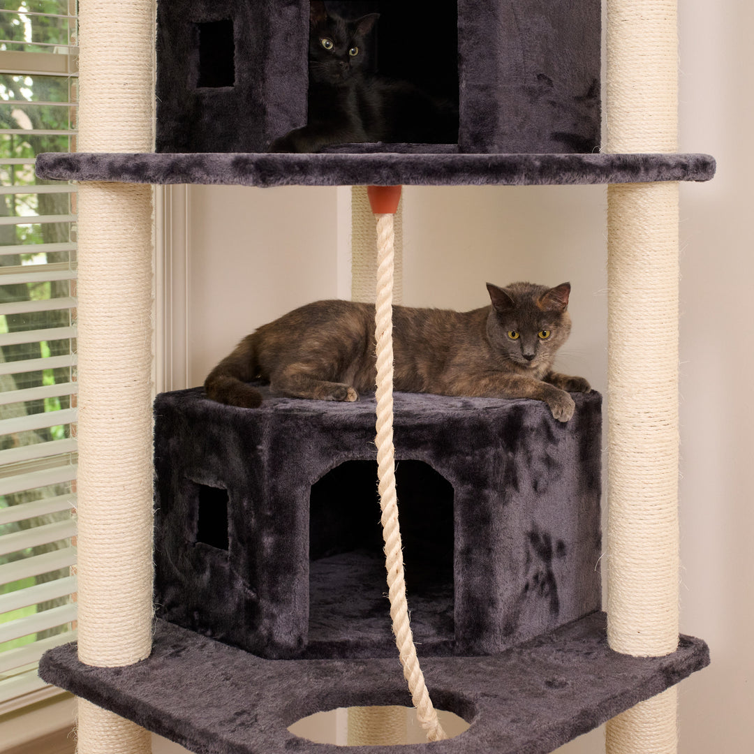 Armarkat 82" Multi-Cat Tree Condo Dark Gray 8202 Sturdy Faux faux Cat Tower Image 4