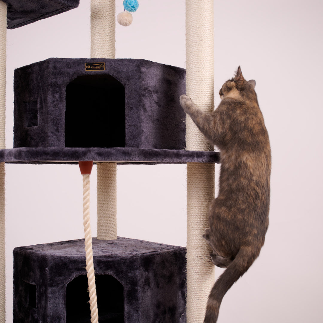 Armarkat 82" Multi-Cat Tree Condo Dark Gray 8202 Sturdy Faux faux Cat Tower Image 5