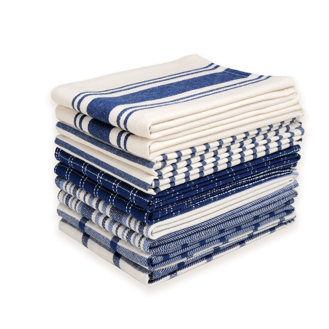 Dan River 10 Cotton Kitchen Towels Set Assorted Colors Highly Absorbent Durable Image 4