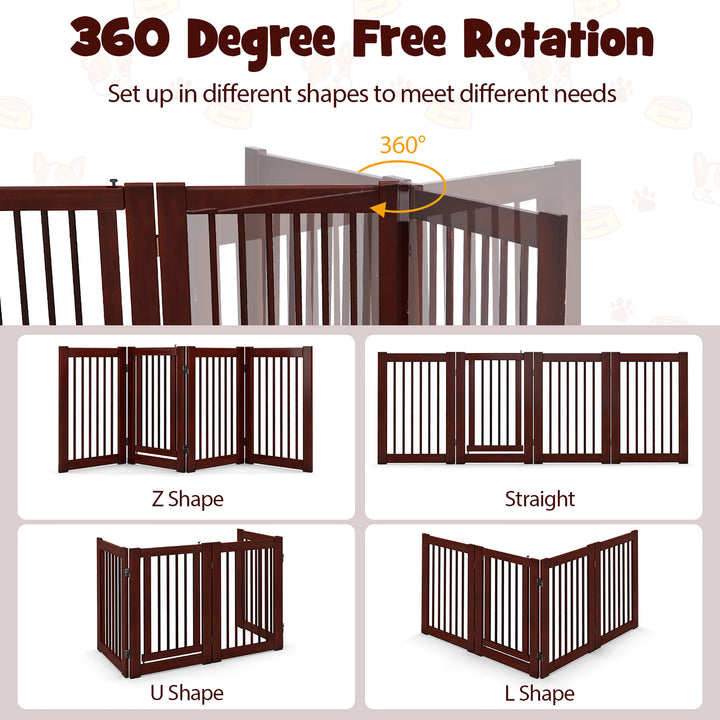 30 Configurable Folding Free Standing Wood Pet Dog Safety Fence w/ Gate Image 7