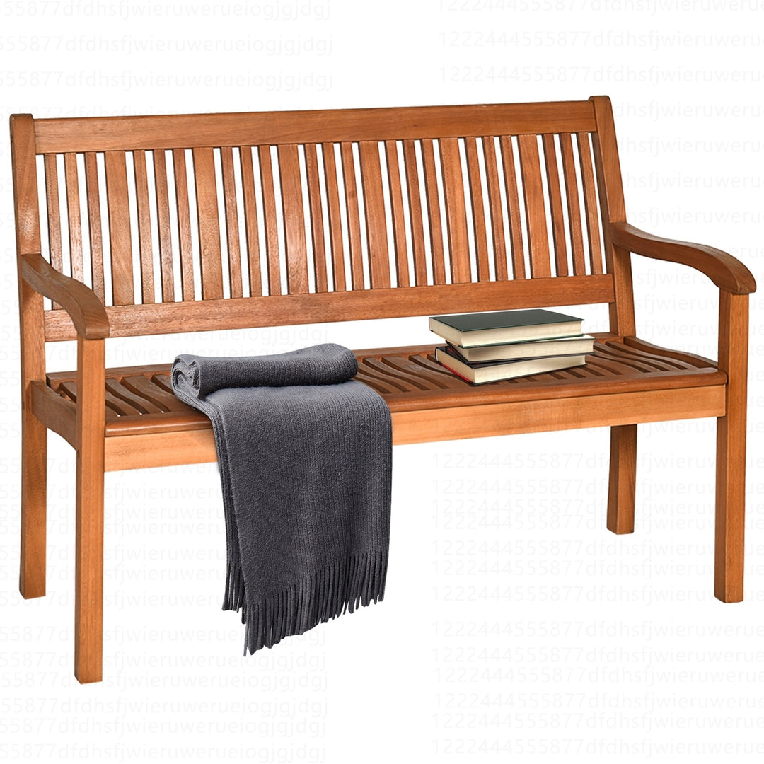 50 Two Person Outdoor Garden Bench Loveseat Porch Chair Solid Wood W/Armrest Image 1