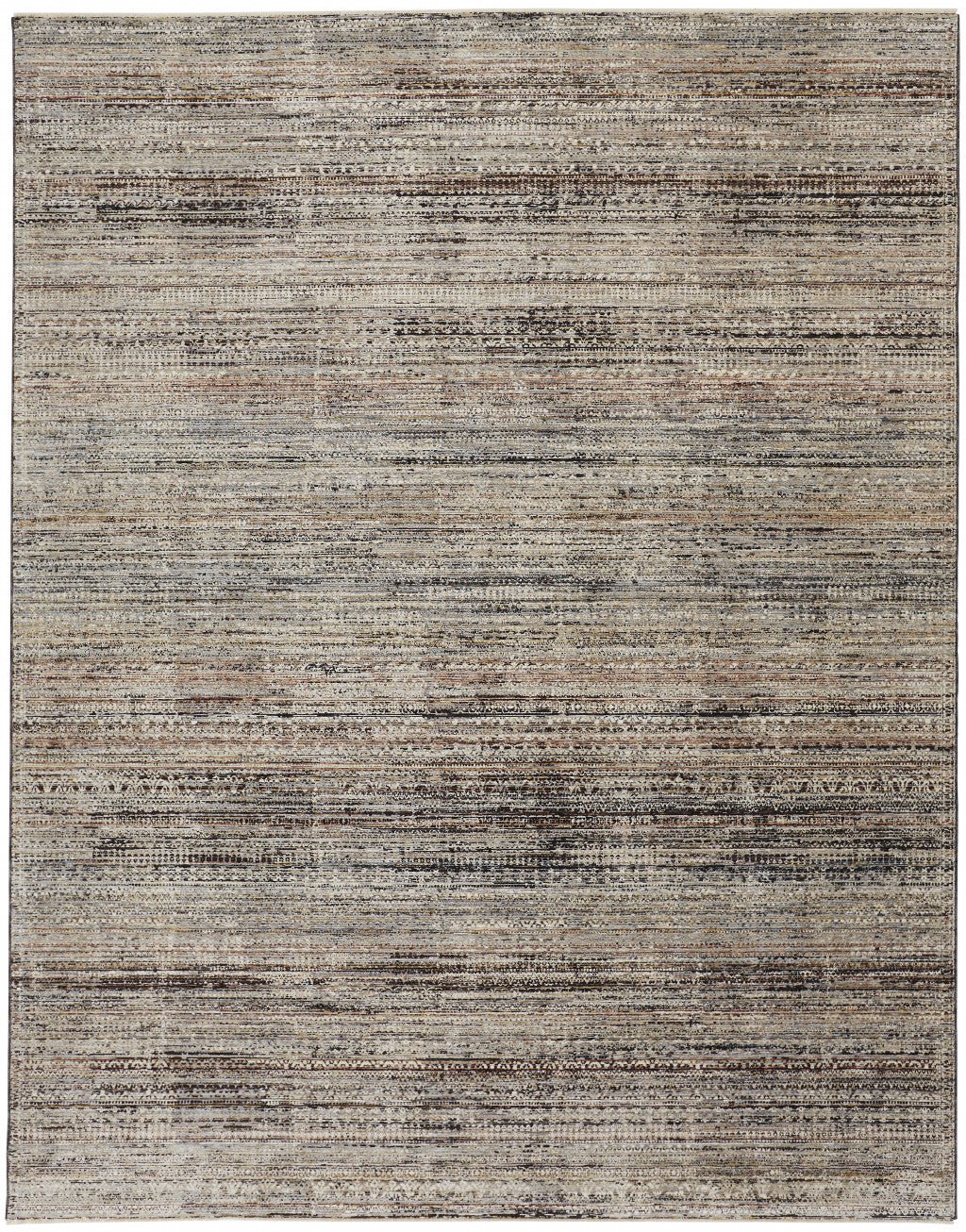 10 X 13 Ivory Gray And Black Abstract Distressed Area Rug With Fringe Image 6