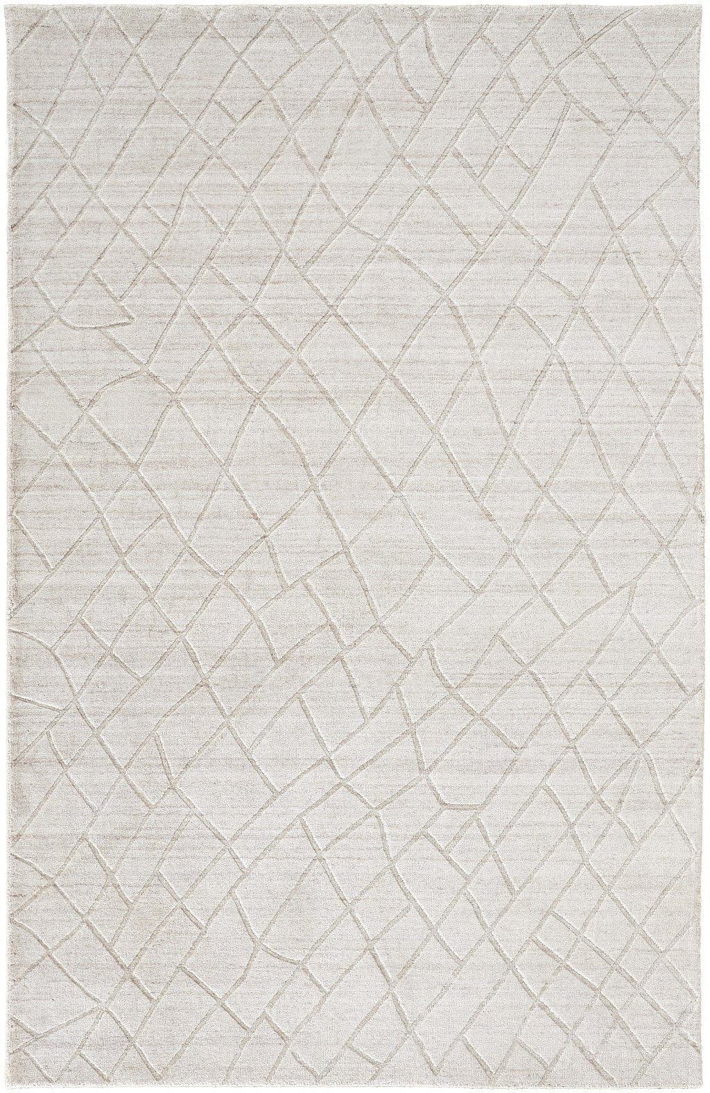 8 X 10 Ivory And Gray Striped Hand Woven Area Rug Image 9