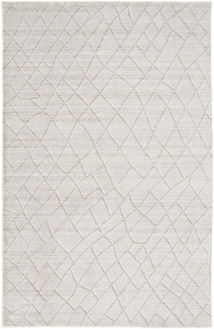 8 X 10 Ivory And Gray Striped Hand Woven Area Rug Image 9