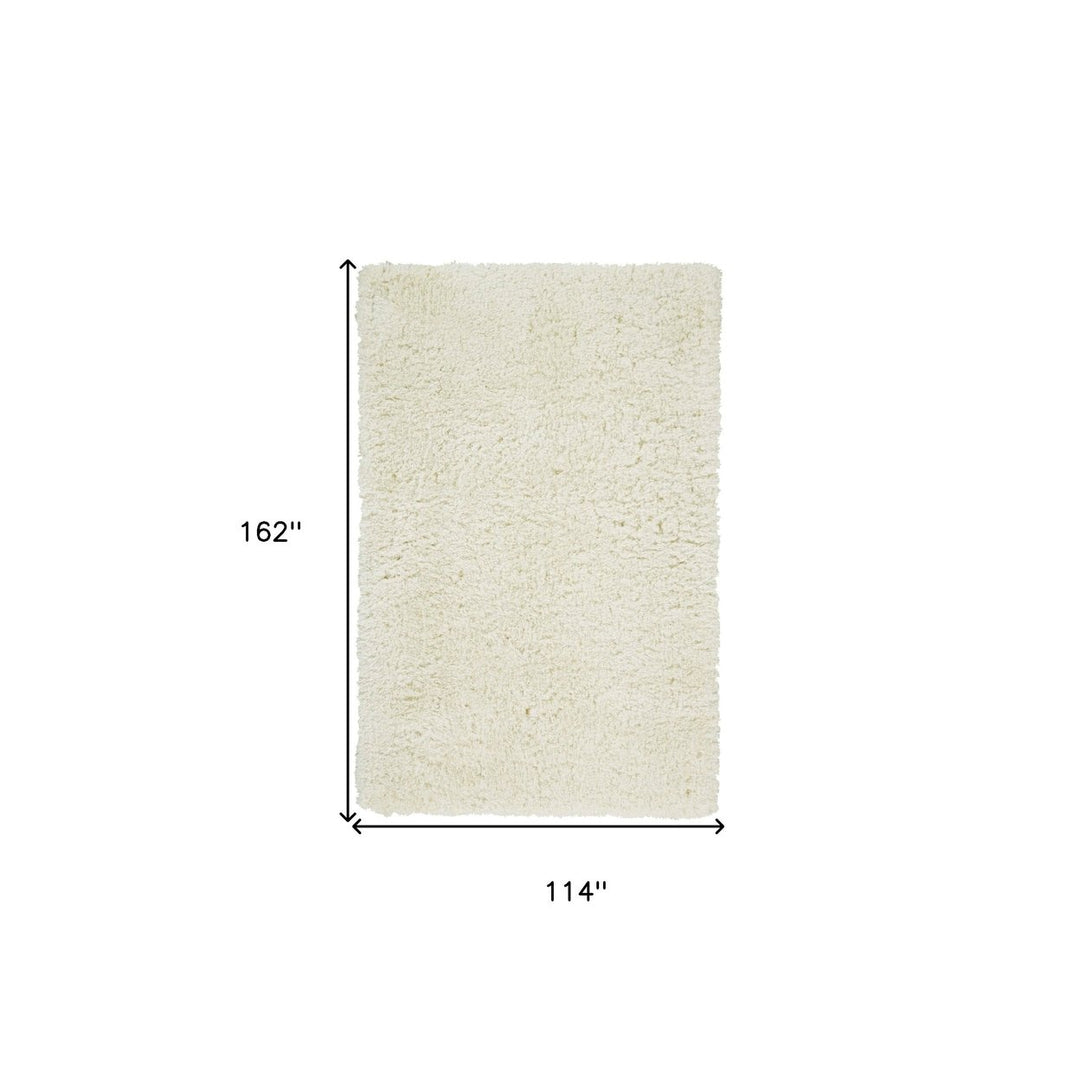 10 X 13 Ivory And White Shag Tufted Handmade Stain Resistant Area Rug Image 7