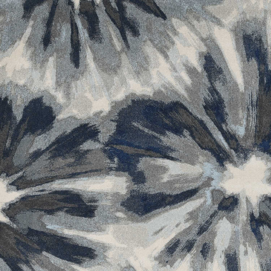 5X8 Ivory Blue Machine Woven Floral Indoor Area Rug Image 11