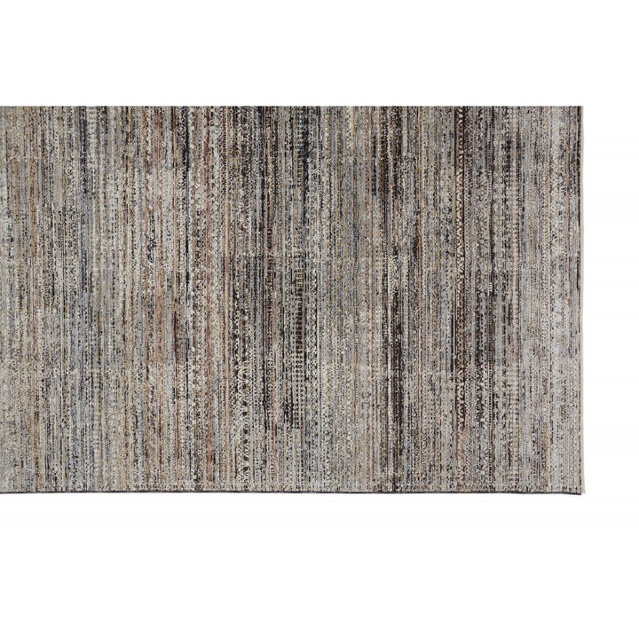 10 X 13 Ivory Gray And Black Abstract Distressed Area Rug With Fringe Image 12