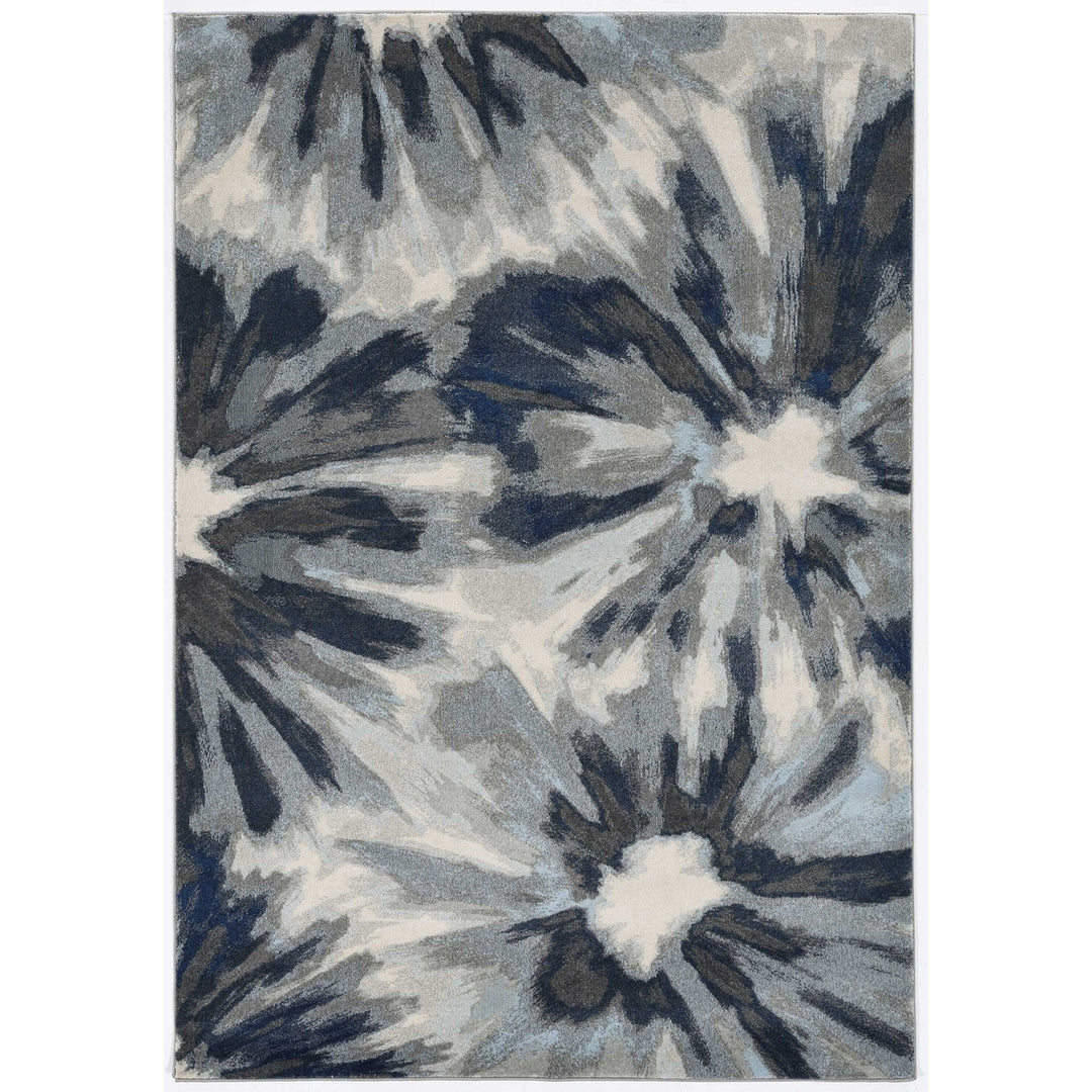 5X8 Ivory Blue Machine Woven Floral Indoor Area Rug Image 12