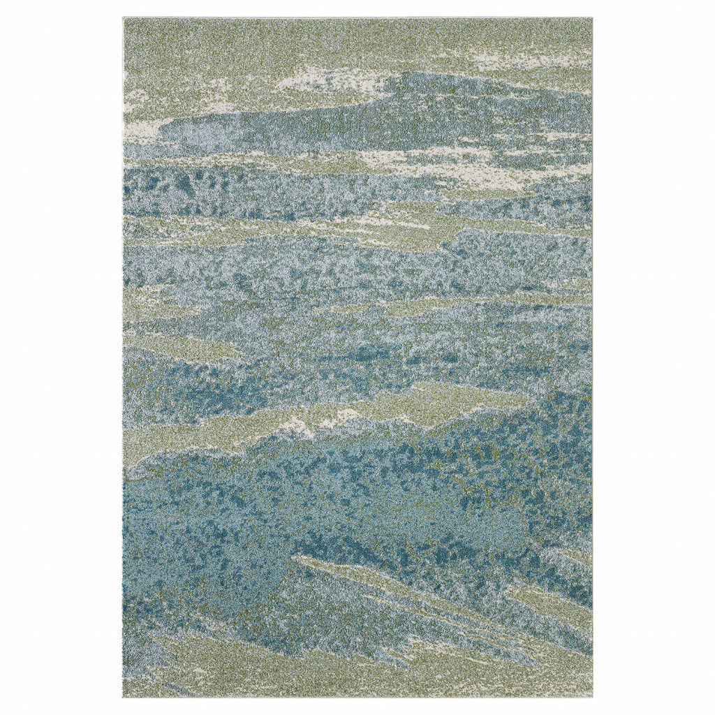 10 x 13 Blue Sage Impressionistic Ocean Area Rug Image 1