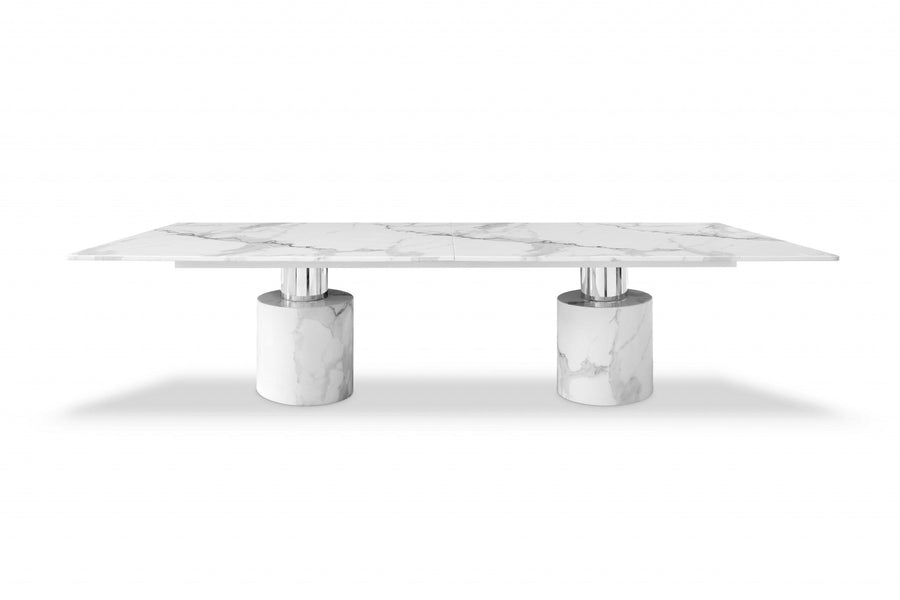 120" White Marble Dining Image 1