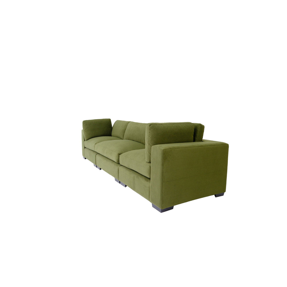 126" Moss Green Polyester Sofa With Black Legs Image 2