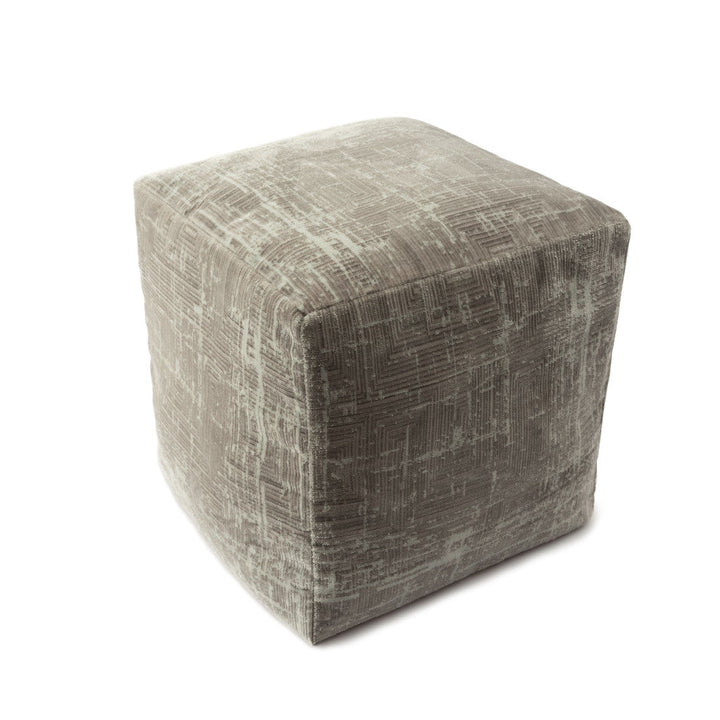 18" Gray Polyester Blend Ottoman Image 3