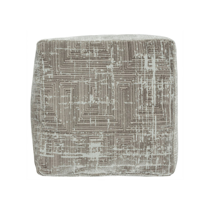 18" Gray Polyester Blend Ottoman Image 4