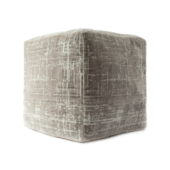 18" Gray Polyester Blend Ottoman Image 5