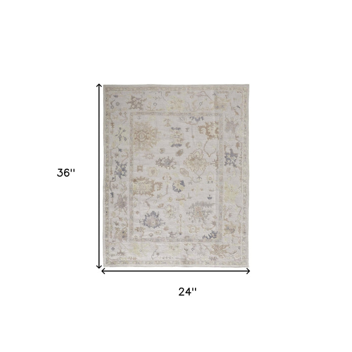 8 X 10 Tan Ivory And Orange Floral Hand Knotted Stain Resistant Area Rug Image 5