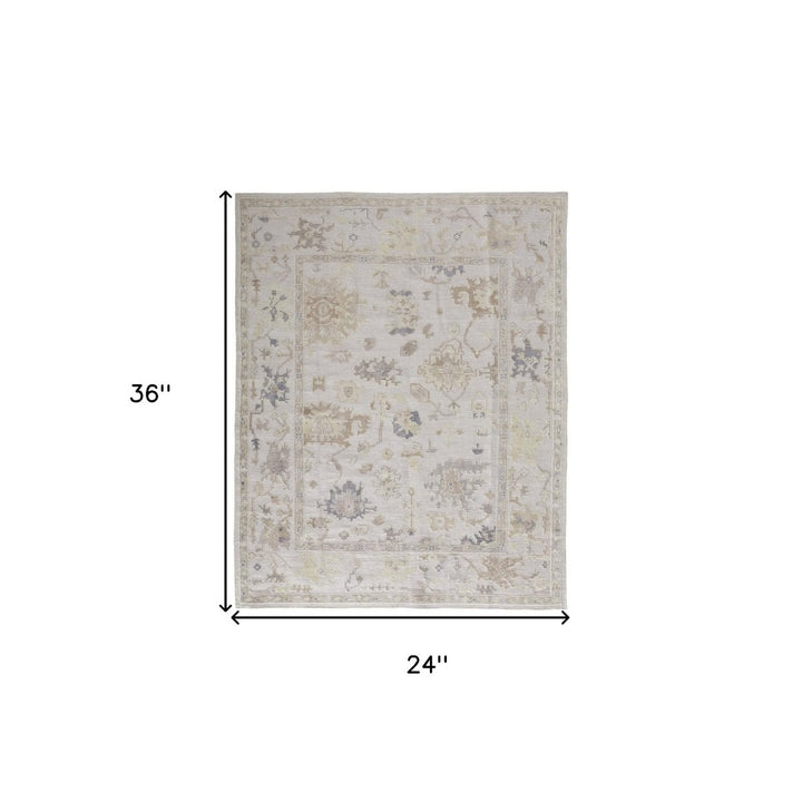 8 X 10 Tan Ivory And Orange Floral Hand Knotted Stain Resistant Area Rug Image 1