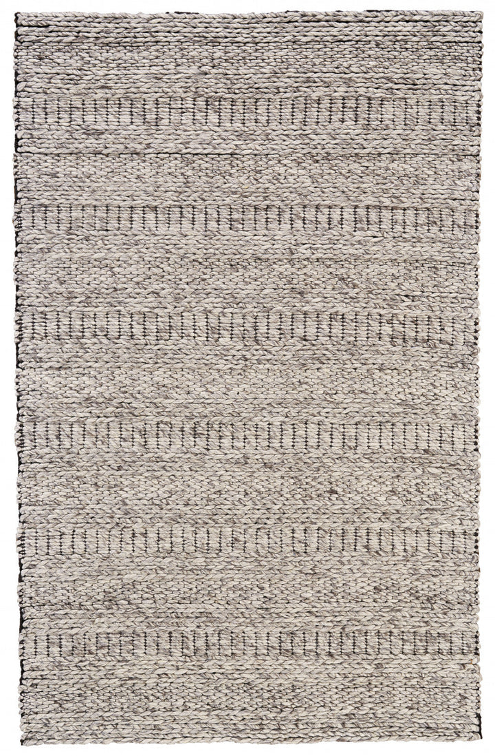 2 x 3 Gray and Ivory Wool Hand Woven Area Rug Image 8