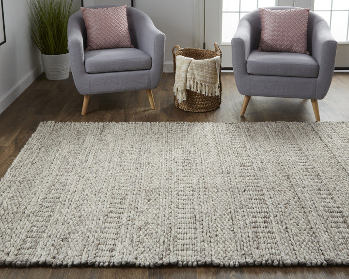 2 x 3 Gray and Ivory Wool Hand Woven Area Rug Image 11